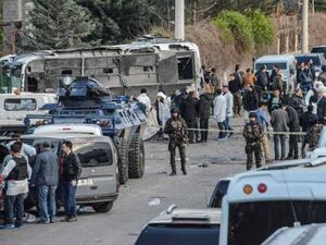 Turkish special force police officers walk at the site of a bomb attack in Diyarbakir. (AFP/File)