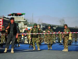 Afghan security forces cordon off the crime scene where the bombing took place. (Twitter)