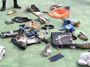 This picture taken on May 21, 2016 shows shows some debris that the search teams found in the sea after the EgyptAir Airbus A320 crashed in the Mediterranean. (AFP/File)