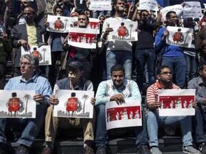Egyptians protest crackdown on journalistic freedom. (AFP/File)