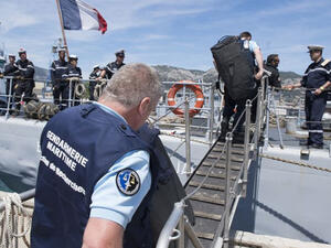 Southeastern France shows French marines embarking to take part in a search operation of the missing EgyptAir plane. (AFP/Stephane Dzioba/Sirpa Marine)
