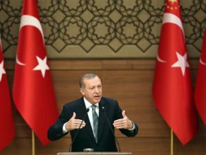 Turkish President Recep Tayyip Erdogan gestures during a speech with local village and town leaders. (AFP/File)