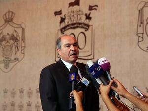 Jordan's new Prime Minister Hani Mulki speaks to the media after the swearing-in ceremony. (AFP/File)