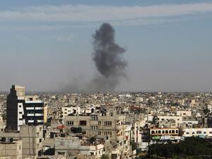 Smoke rises following an Israeli air strike in Rafah, in the southern Gaza Strip. (AFP/File)