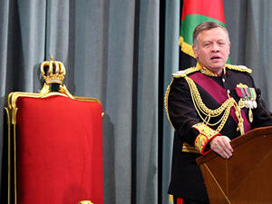 Jordanian King Abdullah II delivers a speech at the parliament. (AFP/File)
