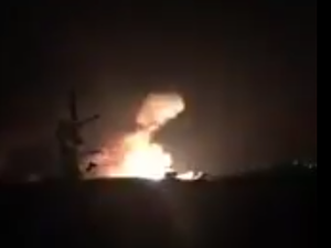 Screen shot of footage of alleged Israeli missile strike on the Syrian Mezzeh airbase near Damascus. (File photo)