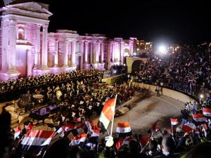 Russian music concert in the ancient theater of Syria's ravaged city of Palmyra on May 6, 2016. (AFP/Louai Beshara)