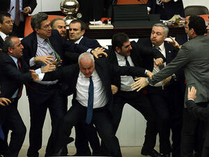 Mass brawl in Turkish parliament. (AFP/File)