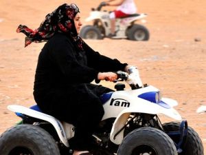 The picture of happiness: A Saudi woman drives an ATV (all-terrain vehicle). (AFP/File)