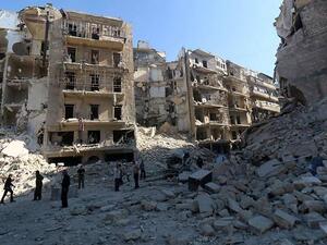 Shells of buildings in Aleppo, Syria. (AFP/File)