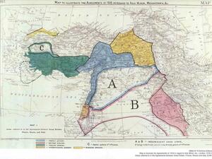 The map of the Sykes-Picot agreement dividing up the Middle East. (Creative commons)