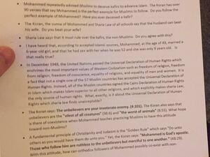 The questionnaire handed out to local Muslim constituents. (Twitter) 