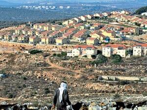 راع فلسطيني يمر قرب مستوطنة ريفافا في الضفة الغربية