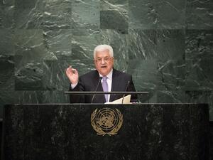 President of the State of Palenstine Mahmoud Abbas addresses the United Nations General Assembly at UN headquarters, September 22, 2016 in New York City. (AFP/Drew Angerer)