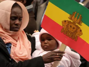 LONDON, ENGLAND - MARCH 04: Protesters campaigning for the indictment of Sudan's president Omar al-Bashir demonstrate outside the Sudanese embassy on March 4, 2009 in London
