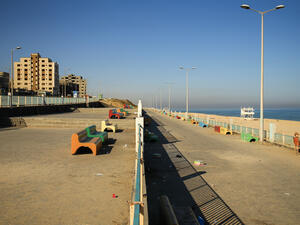A Qatari-funded road in Gaza city. (AFP) 