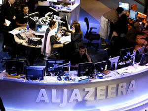 Qatar-based Al-Jazeera satellite channel. (AFP/ Karim Jaafar) 