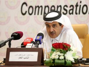 Qatar's Attorney General Ali bin Fetais al-Marri speaks after the launch of the Compensation Claims Committee during a press conference in Doha on July 9, 2017 (Stringer/AFP)