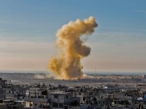 Smoke billows after an explosion on the Egyptian side of Rafah (AFP/File Photo)