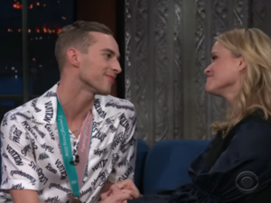 Host Stephen Colbert surprised the actress and brought out Rippon after sharing how the A Wrinkle in Time star previously said on Twitter that the athlete was the number one reason to watch the Winter Olympics.
 (Source: The Late Show with Stephen Colbert - Youtube)