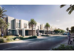 Saffron garden townhouses are located centrally in the new neighborhood, along the Emaar South Boulevard.