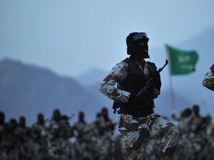 Saudi border guards are seen during training exercises. (AFP/File)