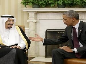 ‫الرئيس الأمريكي باراك أوباما والعاهل السعودي الملك سلمان