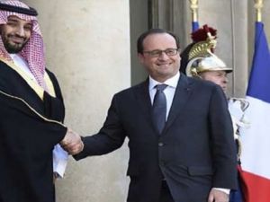 ولي ولي العهد السعودي وزير الدفاع الأمير محمد بن سلمان مع الرئيس الفرنسي أولاند