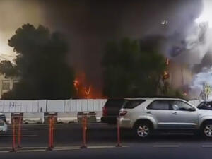 Dark plumes of smoke can be seen rising from a hotel fire in Mecca, Saudi Arabia. (YouTube)