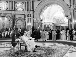 The Saudi leader's speech came minutes before a highly anticipated address by Trump. (AFP) 