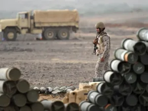 Saudi soldier patrols near the Saudi-Yemeni border in Saudi Arabia's southwestern Jizan province last year. (AFP/ File Photo)