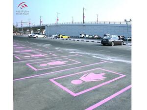The parking spaces, which were painted in pink, included spaces dedicated for the women employees and customers.