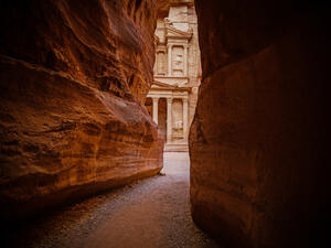 View from Siq on entrance of City of Petra, Jordan (Shutterstock)