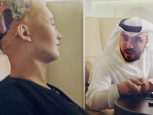 UAE influencer Khalid al Ameri joins Sophia the Robot.