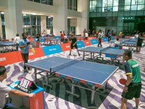 Action from the World Table Tennis Day Corporate Challenge in Dubai (source: Arab News)