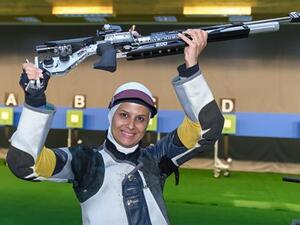 Female Iranian sports shooter Elaheh Ahmadi (source: Press TV)
