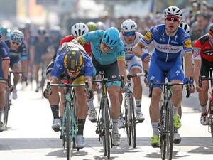 Italy's Elia Viviani of Quick Step Floors wins the Ras Al Khaimah stage of the Dubai Tour on Wednesday. (Photo by Dhes Handumon)