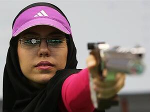Iranian female sports shooter Golnoush Sebghatollahi (Photo: presstv.ir)