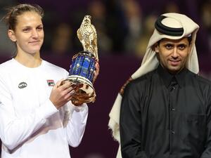 Karolina Pliskova of the Czech Republic poses for a picture with the winner's trophy after winning against Denmark's Caroline Wozniacki during their final tennis match in the WTA Qatar Total Open on February 18, 2017, in Doha. Karolina Pliskova beat Caroline Wozniacki for the first time in her career to claim the Qatar Open title.
AFP