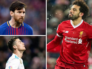 محمد صلاح ينافس ميسي ورونالدو