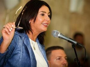 Israeli Culture and Sports Minister Miri Regev speaks at an event marking the Jewish new year in the northern Israeli city of Safed on September 3, 2018. (Photo: Jerusalem Post daily newspaper)