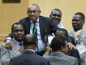 Newly elected Confederation of African Football President Ahmad of Madagascar