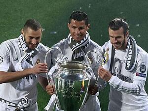 ثلاثي ريال مدريد بايل (يمين) ورونالدو (وسط) وبنزيمة 