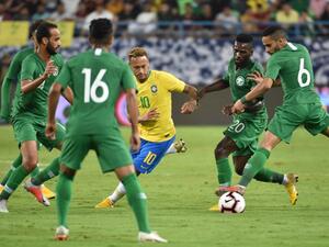  Brazil ran out easy 2-0 winners in an entertaining friendly against Saudi Arabia - Neymar and Gabriel Jesus catching the eye in Riyadh. 