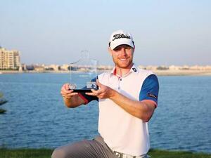 Jens Dantorp with the trophy after winning the Ras Al Khaimah 2017 Golf Challenge. (Photo: Organizer)