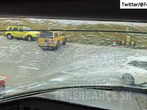 An image on the official Fenerbahce SK Twitter account (@Fenerbahce) shows damage to the cockpit window 