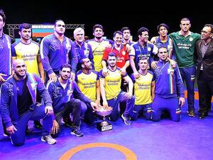 Iranian Greco-Roman wrestlers rejoice after finishing third at the end of 2017 Greco-Roman World Cup in Abadan, Iran, on March 17, 2017. (Photo: Press TV)