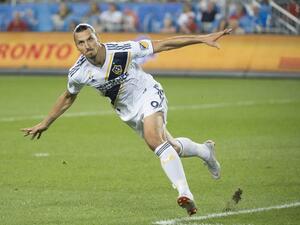 إبراهيموفيتش يحتفل بهدفه