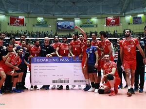 Members of the Iran men’s national volleyball team celebrate their qualification for the 2018 FIVB Volleyball Men's World Championship. (Photo: Press TV)