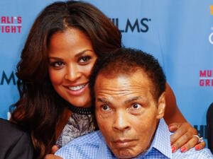 This file photo taken on October 01, 2013 shows Laila Ali and Muhammad Ali at the U.S. Premiere of "Muhammad Ali's Greatest Fight" at Muhammad Ali Center in Louisville, Kentucky. Boxing legend Muhammad Ali, dies at 74. The former heavyweight world champion was hospitalized on Thursday at a Phoenix, Arizona, hospital with a respiratory issue, which US media reported was complicated by his Parkinson's disease.
Michael Hickey / GETTY IMAGES NORTH AMERICA / AFP